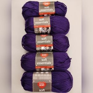 5 Brand New Red Heart Soft Essentials Yarn Pack